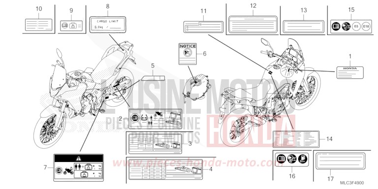 ETIQUETTE DE PRECAUTIONS for Transalp 750 ROSS WHITE (NH196) from 2023